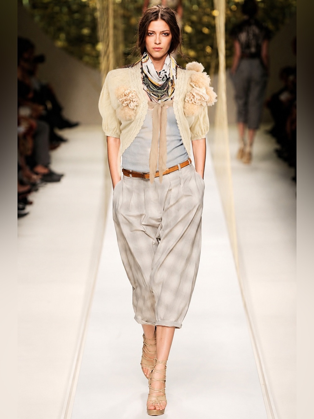 KENZO Runway Top Short Jacket, Lace , flowers appliqué . Sz Large